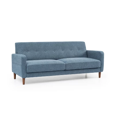 Adair Mid-Century Modern Sofa Couch With Armrest Pockets Tufted Linen Fabric - Mellow - Image 2