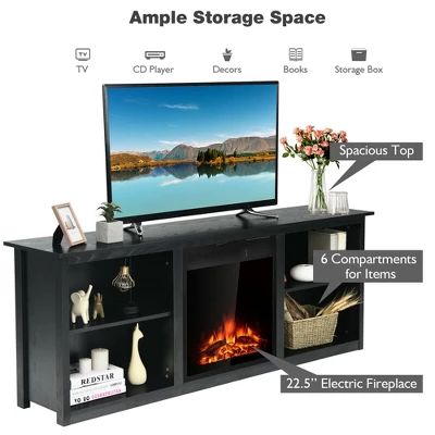 Costway 70'' 2-Tier TV Fireplace Stand W/22.5'' Electric Fireplace Up To 75'' - Image 5