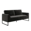 Adley Velvet Fabric Coil Futon With Metal Base - CosmoLiving By Cosmopolitan