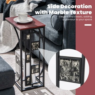 Costway 1PC2 PCS C-Shaped Side Sofa Narrow Snack Table For Living Room Bedroom Small Space - Image 4