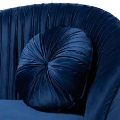 Nevena Velvet Sofa Blue - Baxton Studio