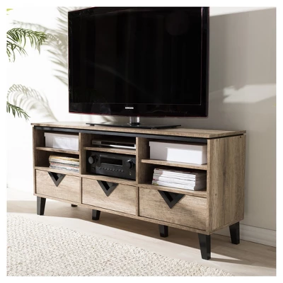 Wales Modern And Contemporary TV Stand For TVs Up To 55" Light Brown - Baxton Studio - Image 4