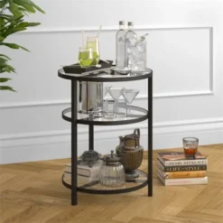 22' Triple Shelf Metal Side Table In Black - Henn&Hart