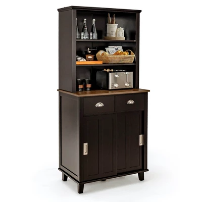 Tangkula Freestanding Buffet Hutch Kitchen Pantry Storage Cabinet W/ Sliding Doors - Image 10