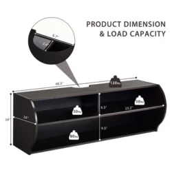 Costway 48.5'' Wall Mounted Audio/Video TV Stands Console Living Room Furniture W/Shelves