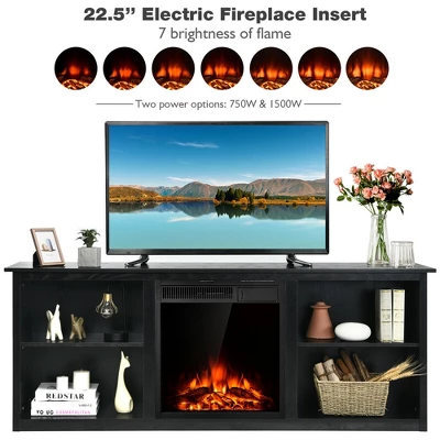 Costway 70'' 2-Tier TV Fireplace Stand W/22.5'' Electric Fireplace Up To 75'' - Image 8