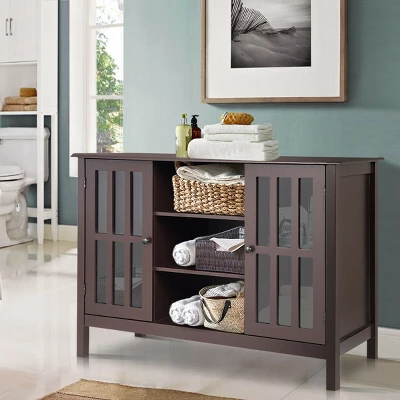 Costway Wood TV Stand Entertainment Media Center Console For TV Up To 50'' - Image 3