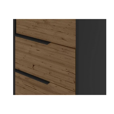 Wood And Metal Office Accent Storage Cabinet With 3 Drawers Brown/Black - The Urban Port - Image 3