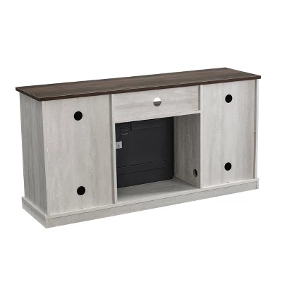 54" TV Stand For TVs Up To 60" With Electric Fireplace Saw Cut Off White - Home Essentials - Image 7