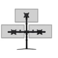 Monoprice Triple Monitor Pyramid Free Standing Desk Mount For 15-30in Monitors | Rotate 360°, Swivel ±60°, Tilt ±12°