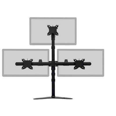 Monoprice Triple Monitor Pyramid Free Standing Desk Mount For 15-30in Monitors | Rotate 360°, Swivel ±60°, Tilt ±12°