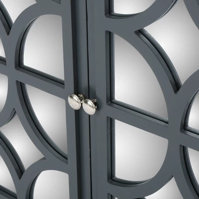 Melora Fir Wood Cabinet With Mirrored Doors Charcoal Gray - Christopher Knight Home - Image 3
