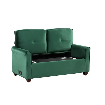 Nielson Convertible Futon Sleeper Loveseat Green - Lifestyle Solutions - Image 2