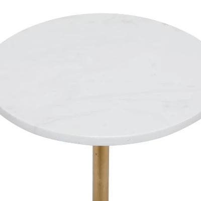 Contemporary Metal And Marble Pedestal Accent Table Gold - Olivia & May - Image 4