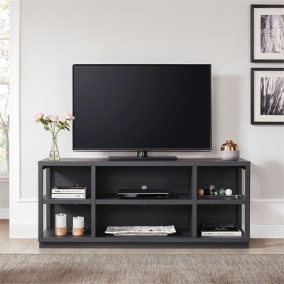 58 In. Charcoal Gray MDF TV Stand - Henn&Hart - Image 3
