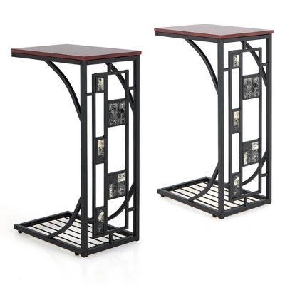 Costway 1PC2 PCS C-Shaped Side Sofa Narrow Snack Table For Living Room Bedroom Small Space - Image 10