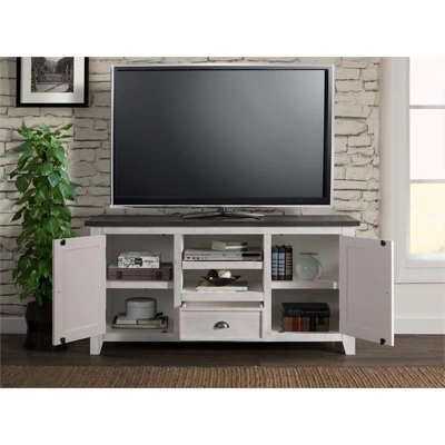 Monterey Solid Wood TV Stand In White With Gray Top - Martin Svensson Home - Image 2