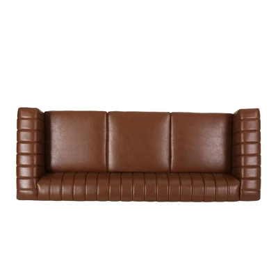 Drury Contemporary Channel Stitch 3 Seater Sofa With Nailhead Trim - Christopher Knight Home - Image 3