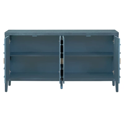 Retro 60" Sideboard With Circular Groove Design And Round Metal Handle-ModernLuxe - Image 11