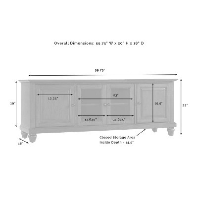 60" Cambridge Low Profile TV Stand For TVs Up To 65" Black - Crosley - Image 8