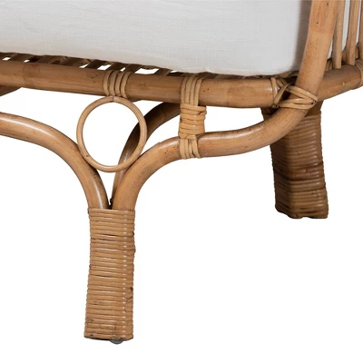 Edana Natural Rattan Sofa With Cushion White/Natural Brown - Bali & Pari - Image 6