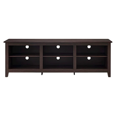 Transitional 6 Cubby Wood Open Storage Wood TV Stand For TVs Up To 80"- Saracina Home - Image 11