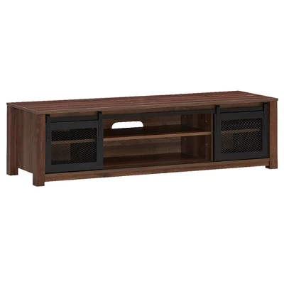 Costway TV Stand Entertainment Center For TV's Up To 65'' With Sliding Mesh Doors Walnut Black - Image 9