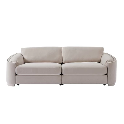 Stylish Sofa With Semilunar Arm, Rivet Detailing, And Solid Frame-ModernLuxe - Image 4