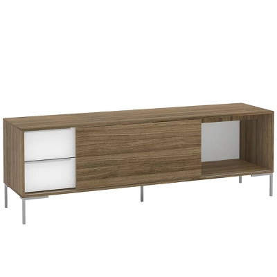 Denver TV Stand For TVs Up To 78" Walnut/White - Polifrniture - Image 2