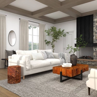 Contemporary Teak Wood Round Accent Table Brown - Olivia & May - Image 15