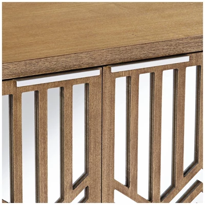 55 Downing Street Mason 33 3/4 Wide Oak Wood And Mirrored 2-Door Cabinet - Image 3