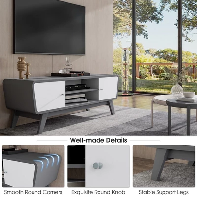 Tangkula Mid Century TV Stand For TVs Up To 55" Media Console Table Sliding Door - Image 7