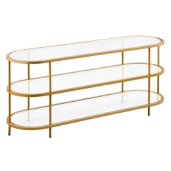 Brass Finish Oval TV Stand - Henn&Hart