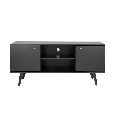 Mid-Century Modern TV Stand For TVs Up To 65" Black - Prepac - Image 2