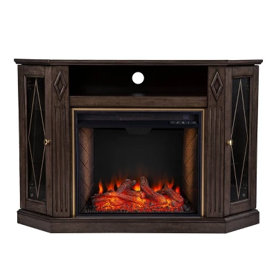 Stonstian Fireplace With Media Storage Brown/Gold - Aiden Lane - Image 13