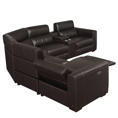 6pc Nara Dual Power Leather Reclining Sectional Sofas Espresso - Steve Silver Co. - Image 4