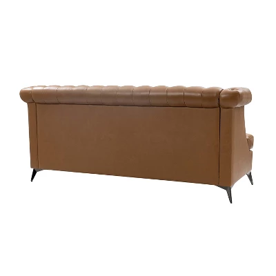 Pablo 81.5" Wide 81.5" Wide Chesterfield Tufted Genuine Wing Back Leather Sofa For Living Room-A+B | ARTFUL LIVING DESIGN - Image 5