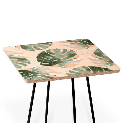 Iveta Abolina Bohemian Monstera Side Square Table Black - Deny Designs - Image 3