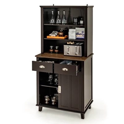 Tangkula Freestanding Buffet Hutch Kitchen Pantry Storage Cabinet W/ Sliding Doors - Image 9