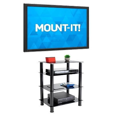 Mount-It! Tempered Glass AV Component Media Stand, Audio Tower And Media Center With 4 Shelves, 88 Lbs. Capacity, Black - Image 5