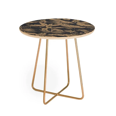 Marta Barragan Camarasa Tropical Night Heat Side Table Round Black/Gold - Deny Designs - Image 2