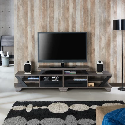 Harla Contemporary TV Stand For TVs Up To 80" Distressed Gray/Black - HOMES: Inside + Out - Image 3