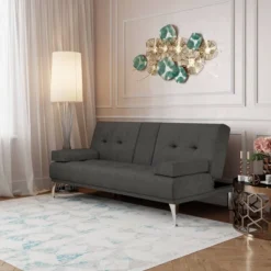 Miley Convertible Futon Sofa Bed With Chaise - Serta