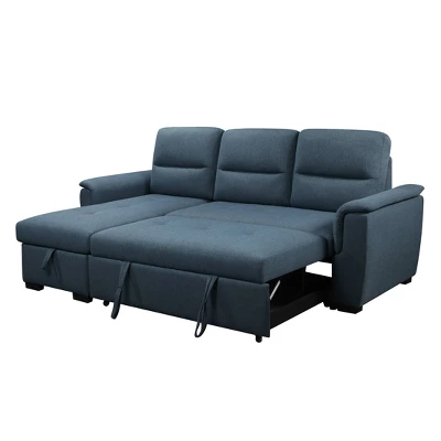 Damian Stain Resistant Fabric Reversible Storage Sectional With Pullout Bed Blue - Abbyson Living - Image 6