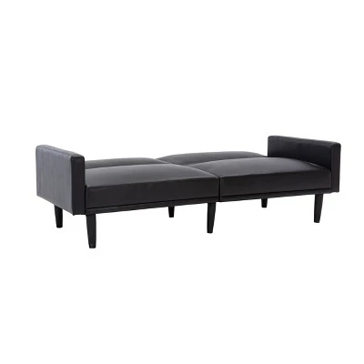 Faux Leather Futon Sofa With Arms Black - Room Essentials™ - Image 5