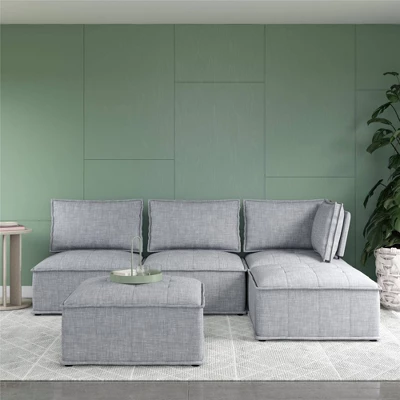 Sybil Modular Chair Gray Linen - Room & Joy - Image 12