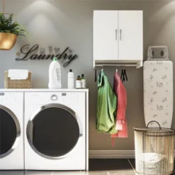 RealRooms Basin Wall Storage Cabinet With Hanging Rod