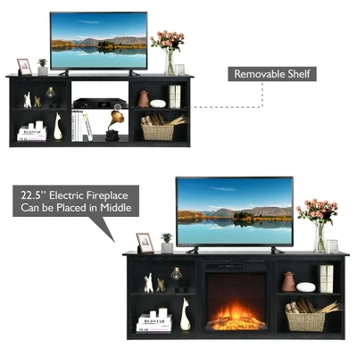Costway 70'' 2-Tier TV Fireplace Stand W/22.5'' Electric Fireplace Up To 75'' - Image 9
