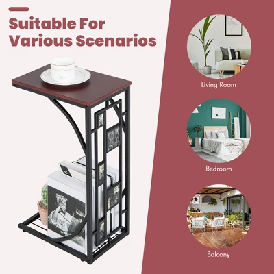 Costway 1PC2 PCS C-Shaped Side Sofa Narrow Snack Table For Living Room Bedroom Small Space - Image 7