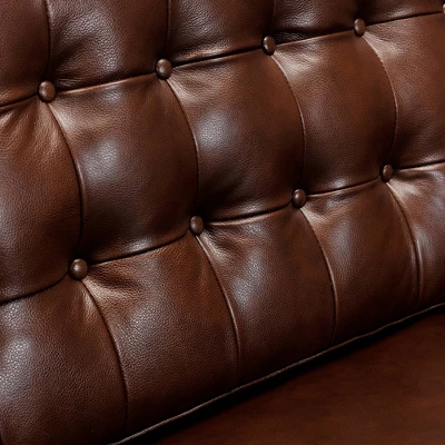 81" Wesley Genuine Leather Power Footrest Tuxedo Arm Sofa - Armen Living - Image 5